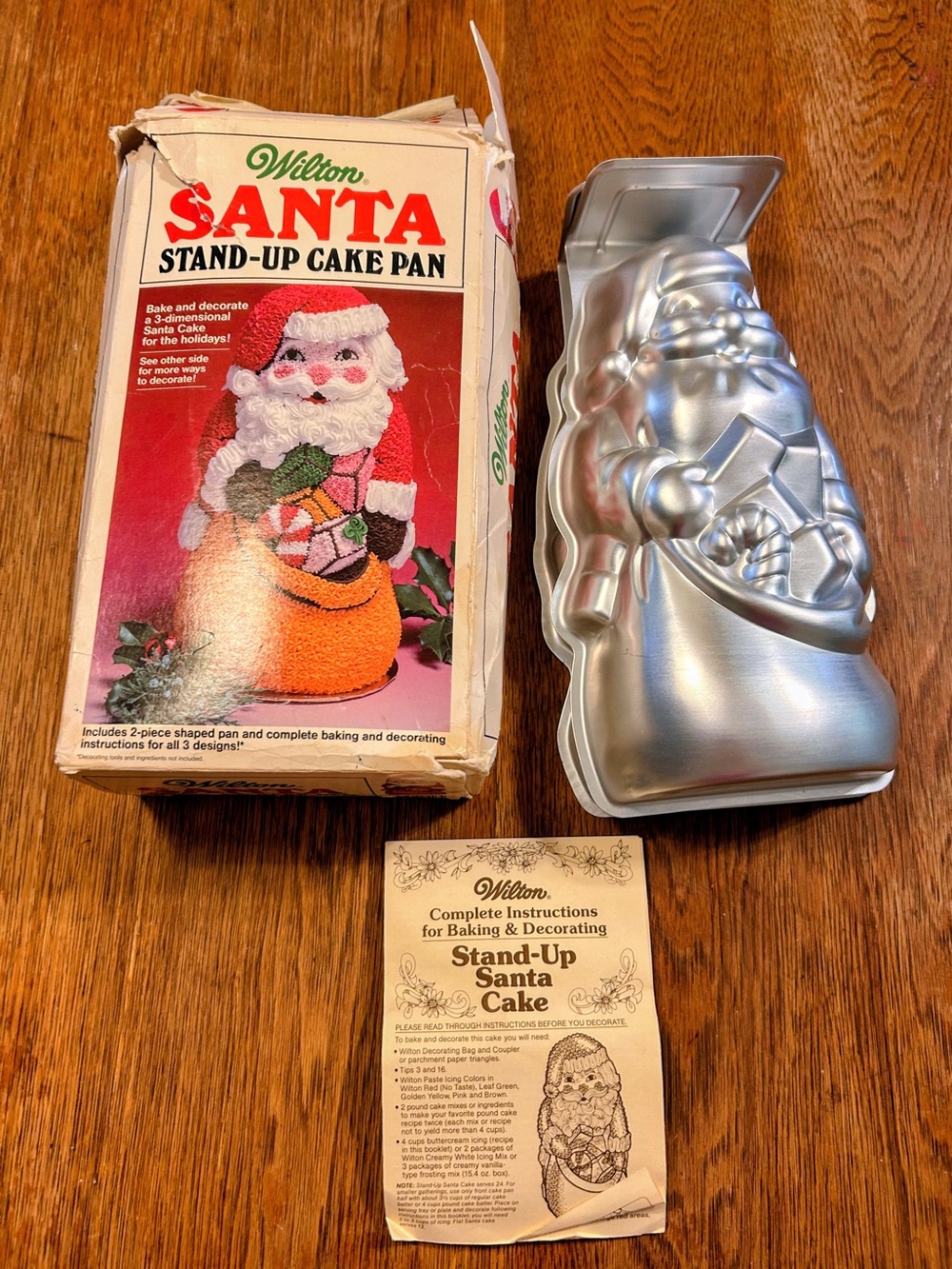 VTG Wilton Santa Claus Stand-Up Cake Pan Instructions Aluminum 11" Christmas